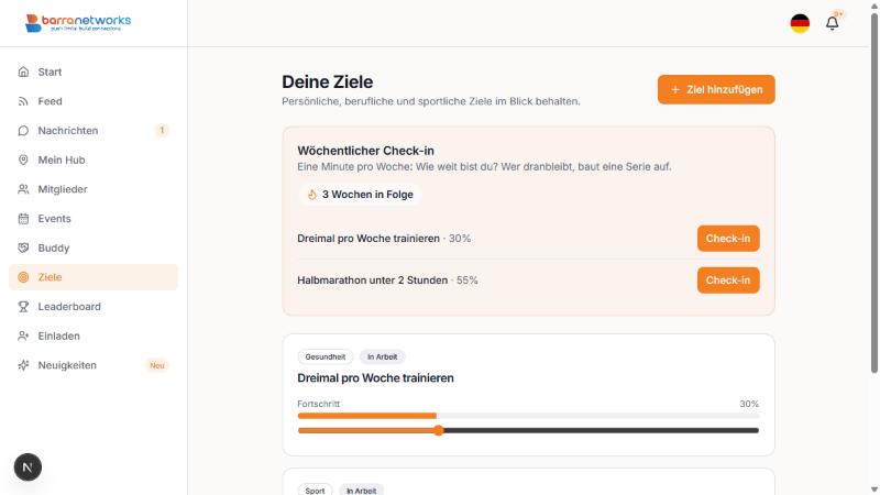 Push notifications & weekly goal check-in